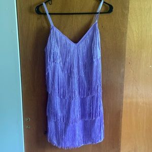 purple fringe dress